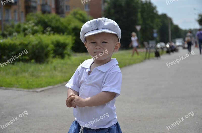 Boy Sunny Day Stroll Cute Kids