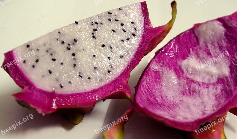 Food Fruits Dragon Fruit Shell Cut Pieces