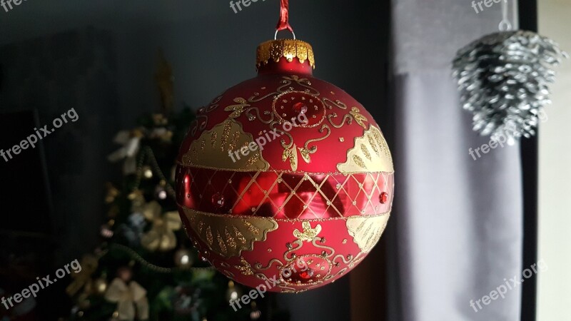 Toy New Year's Eve Christmas Toy Red Ball Free Photos