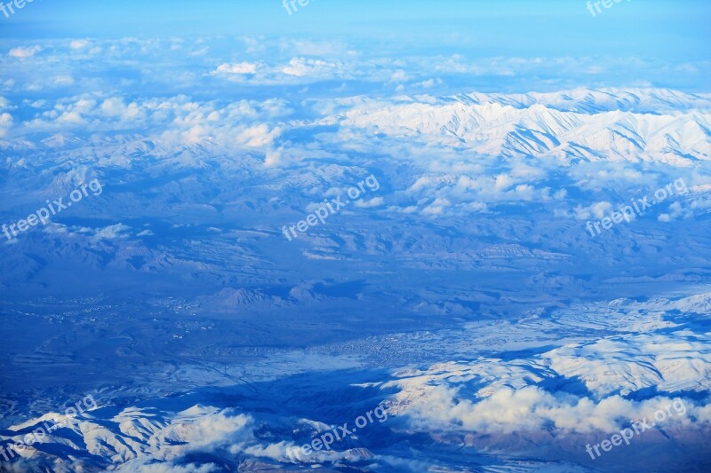 Plane Bird's Eye Clouds Mountains Free Photos