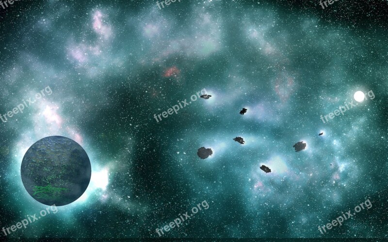 Planet Space Asteroids World Galaxy