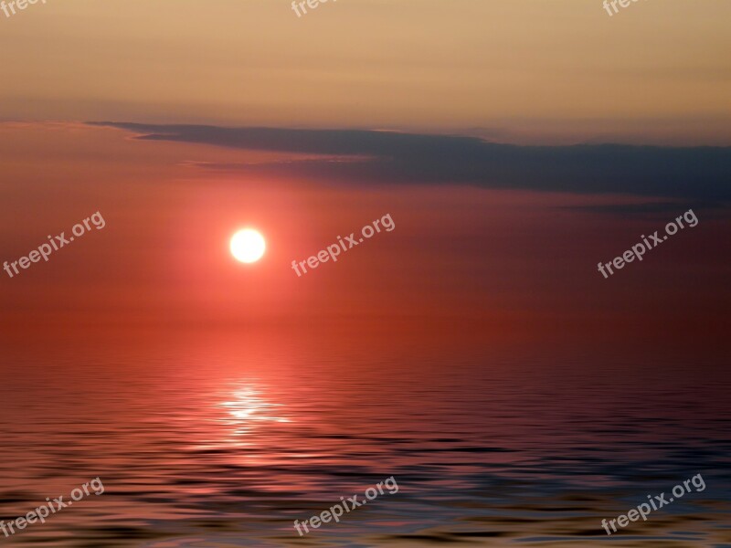 Sundown Sunset Water Nature Landscape