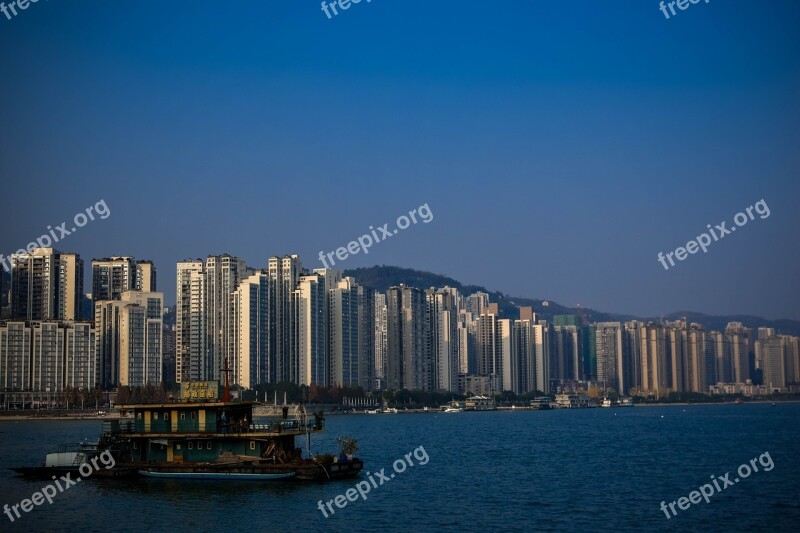 Ship Building The Yangtze River Blue Sky Calm