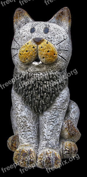 Cat Figure Ceramic Garden Figurines Sculpture