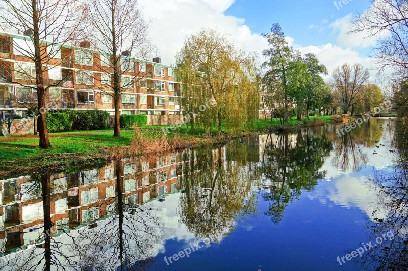 Flats Apartment Block Residential Suburban Canal