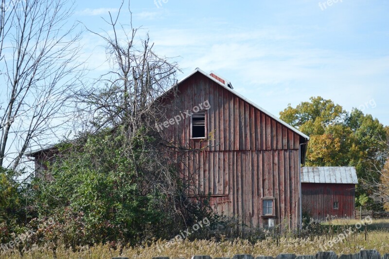 Old Barn Barn Red Barn Weathered Barn Wood