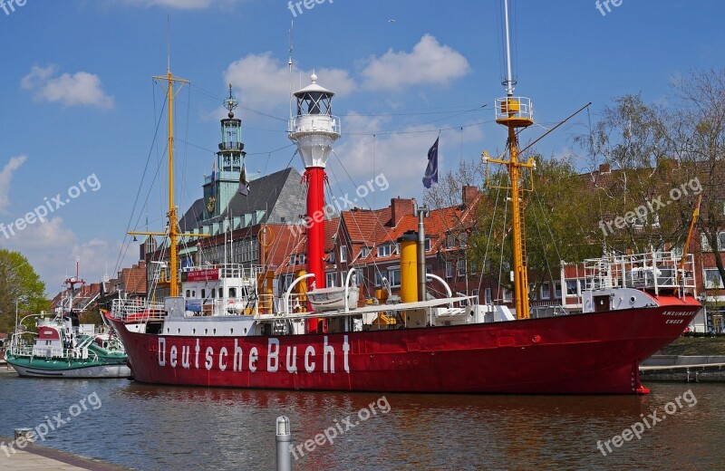 City Of Emden Town Hall City ​​harbor Museum Ships Lightship