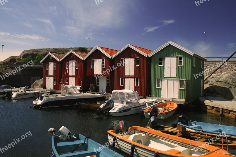 Sweden Sea Boathouses Free Photos