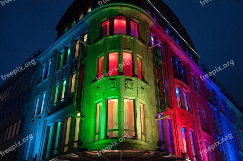 Re Is Lit Colorful Facade Lighting Recklinghausen Building