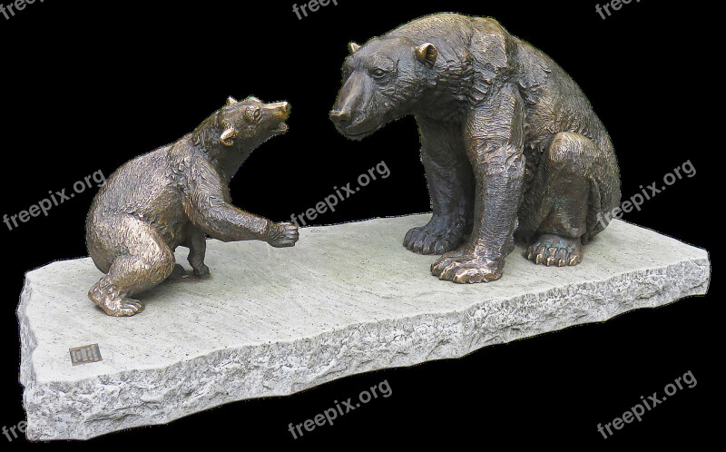 Bear Mother Bear Bear Child Bronze Statue Animal Figure