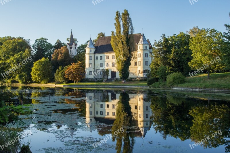 The Castle Of Hagenau Castle Wasserburg Castle Pond Mirroring