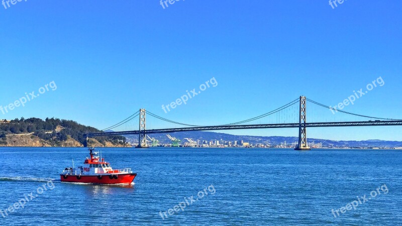 San Francisco Bay Bay Bridge Boat Ship Bay