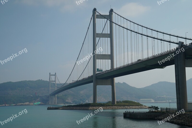 Bridge Sea Water Suspension Bridge Hong Kong