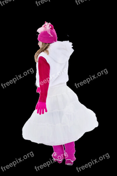 Young Girl White Dress Pink Hot Pink Walking