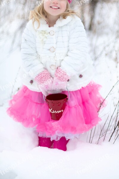 Little Girl Tutu Pink Winter Snowy