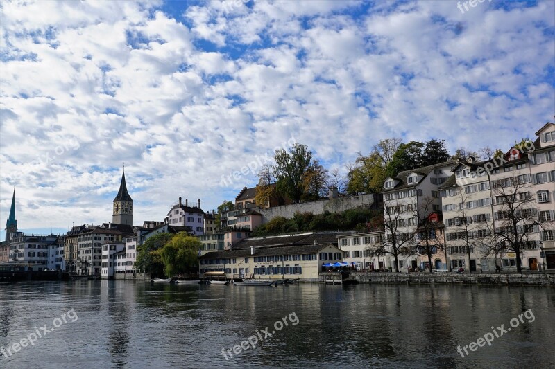 Zurich City Switzerland Houses Churches