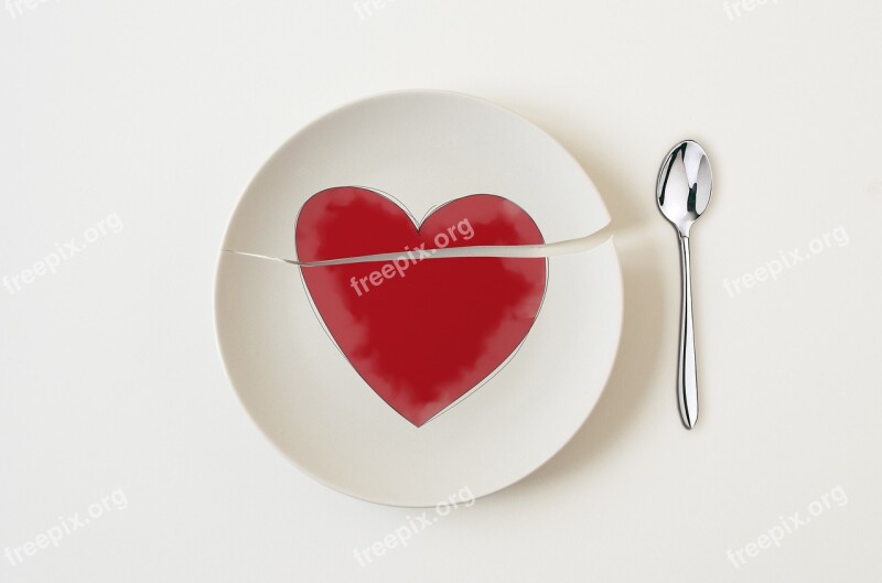 Broken Heart Love Romantic Broken Plate Free Photos