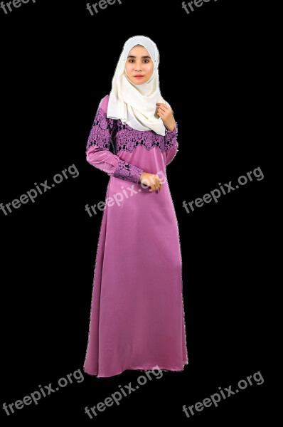 Muslim Model Baju Kurung Women Traditional Portrait