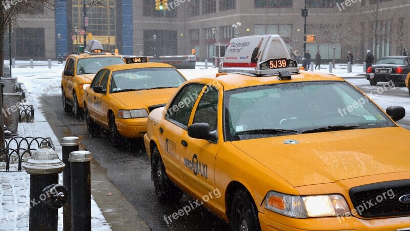 New York Taxi Vehicle Snowflakes Auto