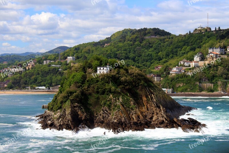 San Sebastian Spain Sea Mountains Island