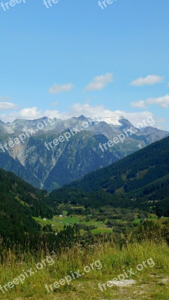 Switzerland Mountains Clouds Snow Landscape