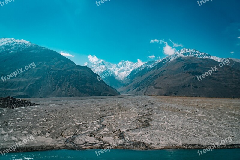 Mountain Blue Sky Water Landscape Clouds