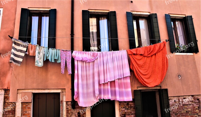 Washing Window Clothesline Venice Italy