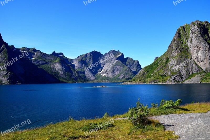 Mountains Hill Lofoten Norway Scandinavia