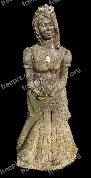 Woman Sculpture Holzfigur Crown Female