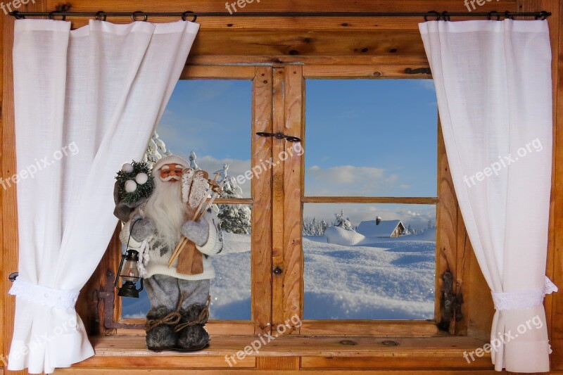 Winter Wintry Snowy Window Wooden Windows