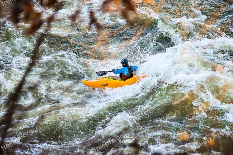 Kayak Water Rapids Kayaking Sport