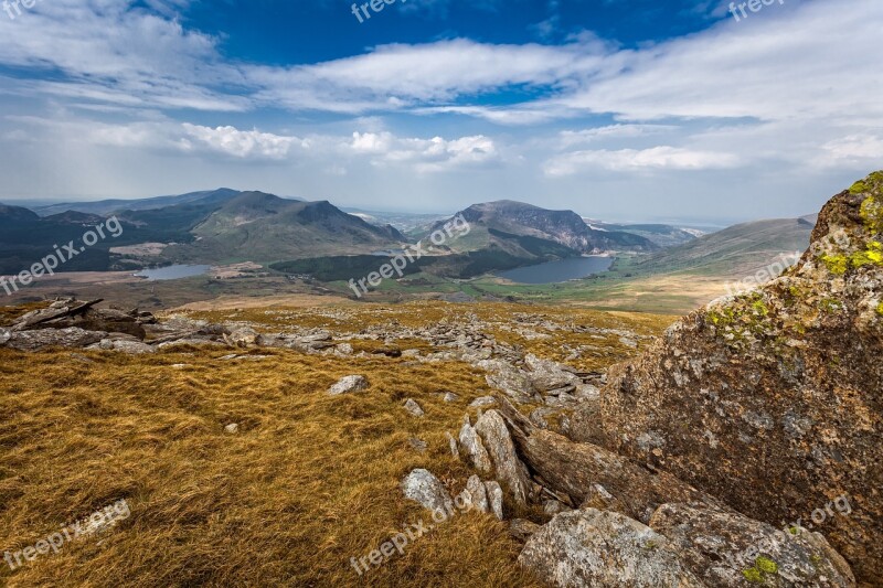 Snowdonia Wales Landscape Mountain Lake