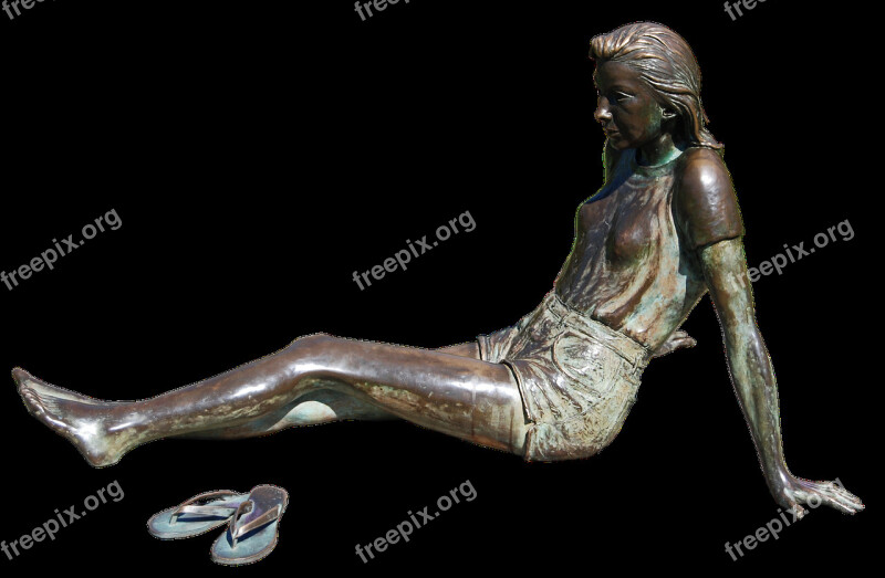 Woman Girl Young Sitting Bronze