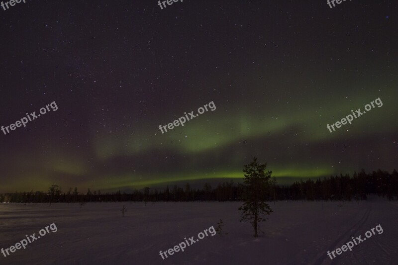 Lapland Winter Aurora Aurora Borealis Night