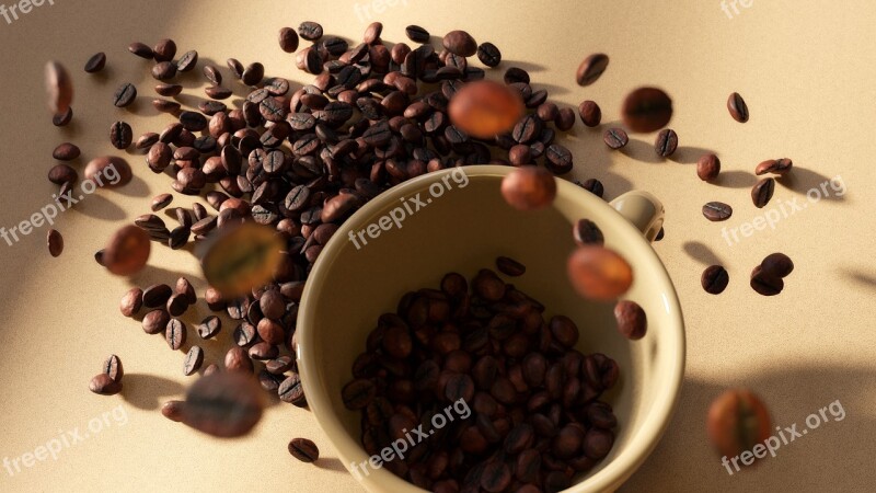 Coffee Cup Table Grain Coffee Beans