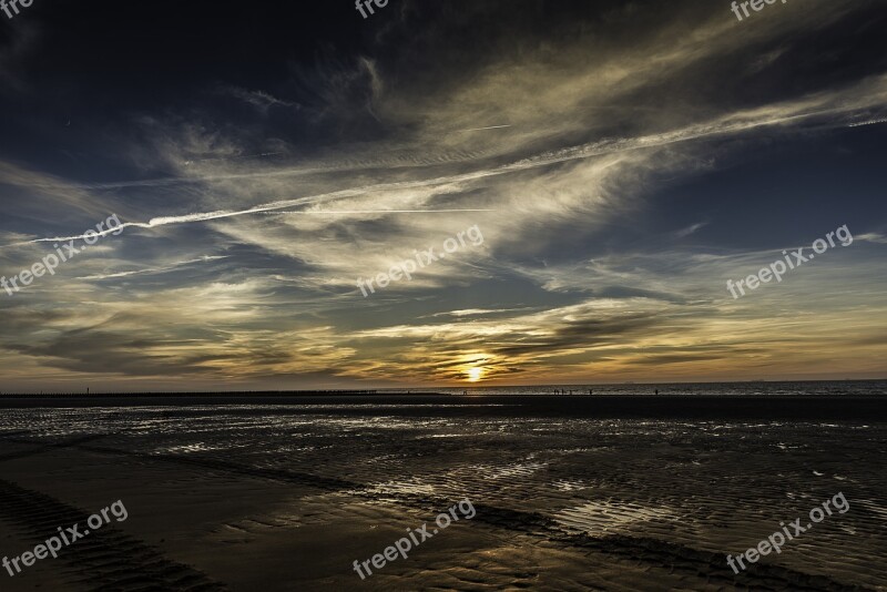 North Sea Sunset Watts Abendstimmung Nordfriesland