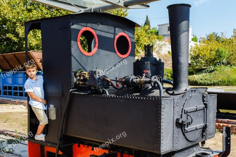 Steam Engine Kid Boy Playing Education