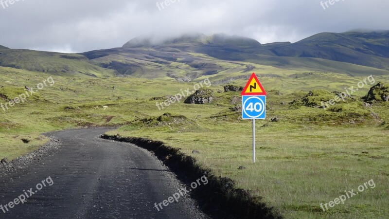 Iceland Gravel Road Island Green Free Photos