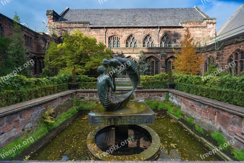 Chester Cathedral Architecture Statue Garden English