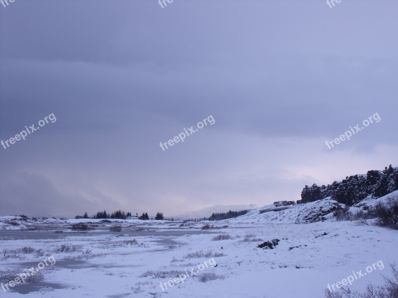 Iceland Thingvellir Winter Snow Ice