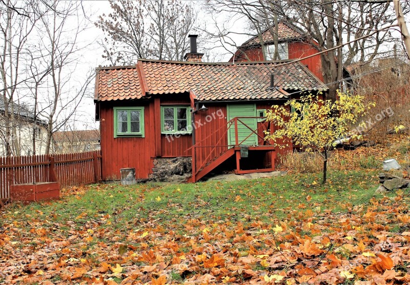 Cottage Autumn Torp House Red Cottage