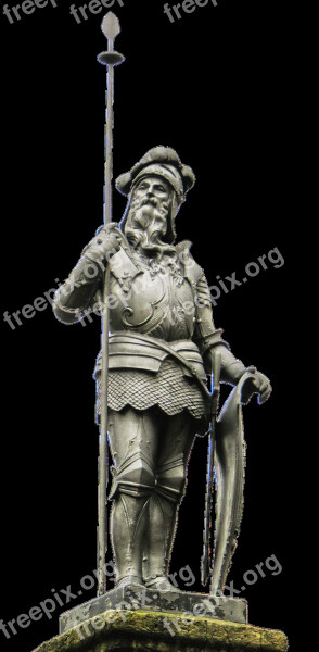 Landsknecht Statue Halberd Knight Stone Figure