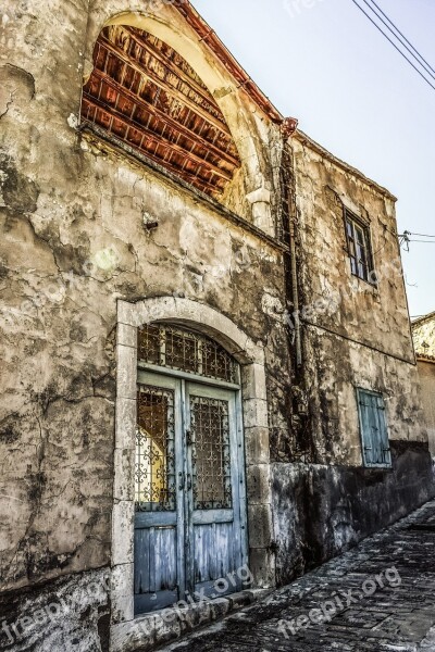 Old House Wall Damaged Weathered Aged