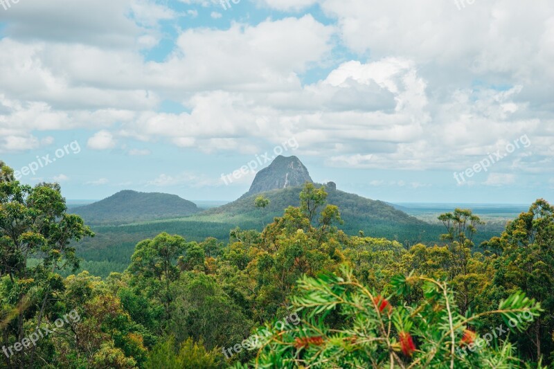 Australia Sunshine Coast Landscape Mountain Glass House Mountain