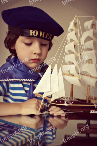 Boy Ship Sailor Kids Sea