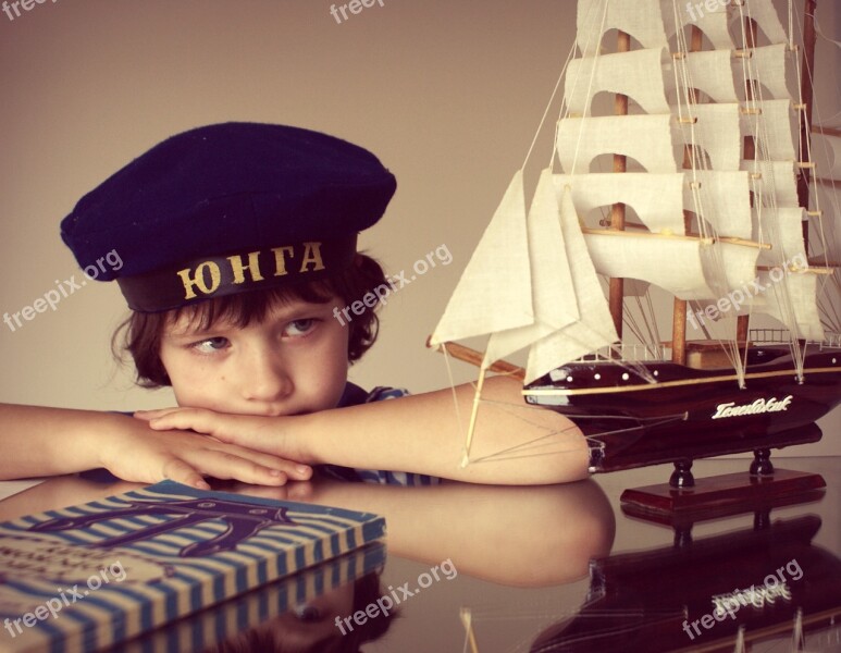 Boy Ship Sailor Kids Sea