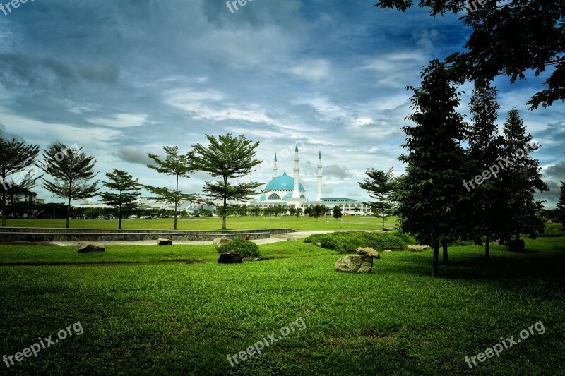 Mosque Prayers Green Muslim Religion