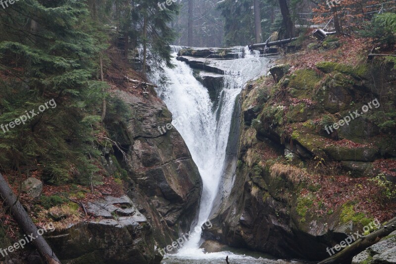 Waterfall Giant Mountains Nature Water Landscape