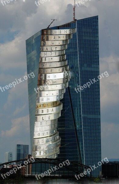 Ecb European Central Bank Skyscraper Glass Facade Building