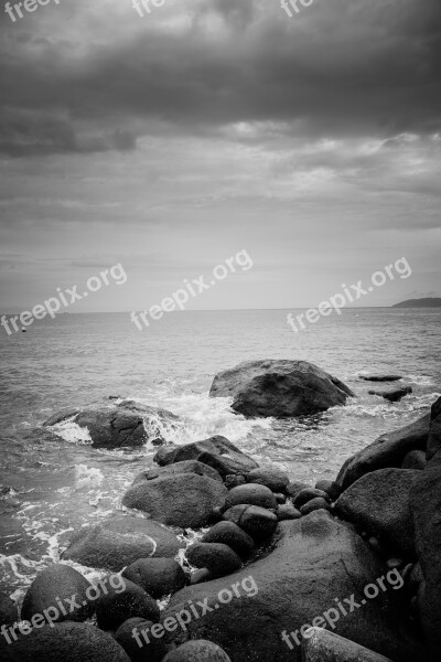 Rock Beach Mar Landscape Nature